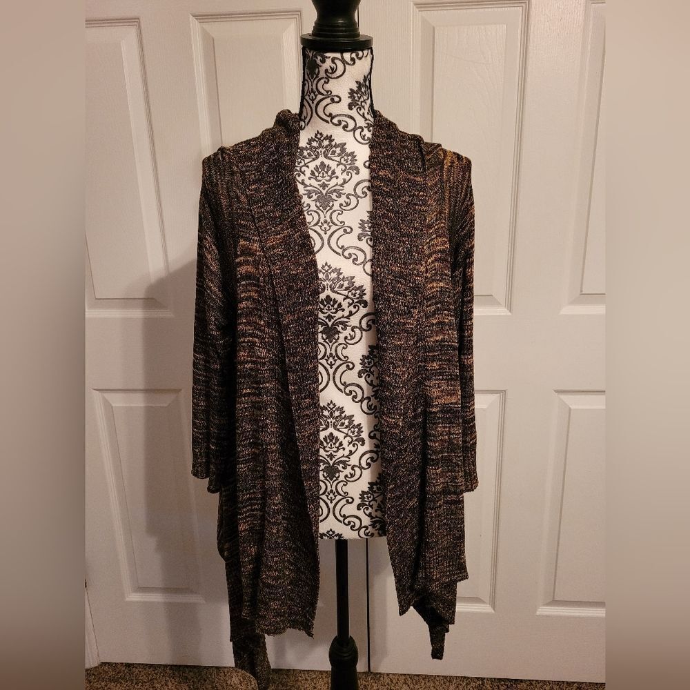 Reba green, brown, tan open front cardigan Sweater‎